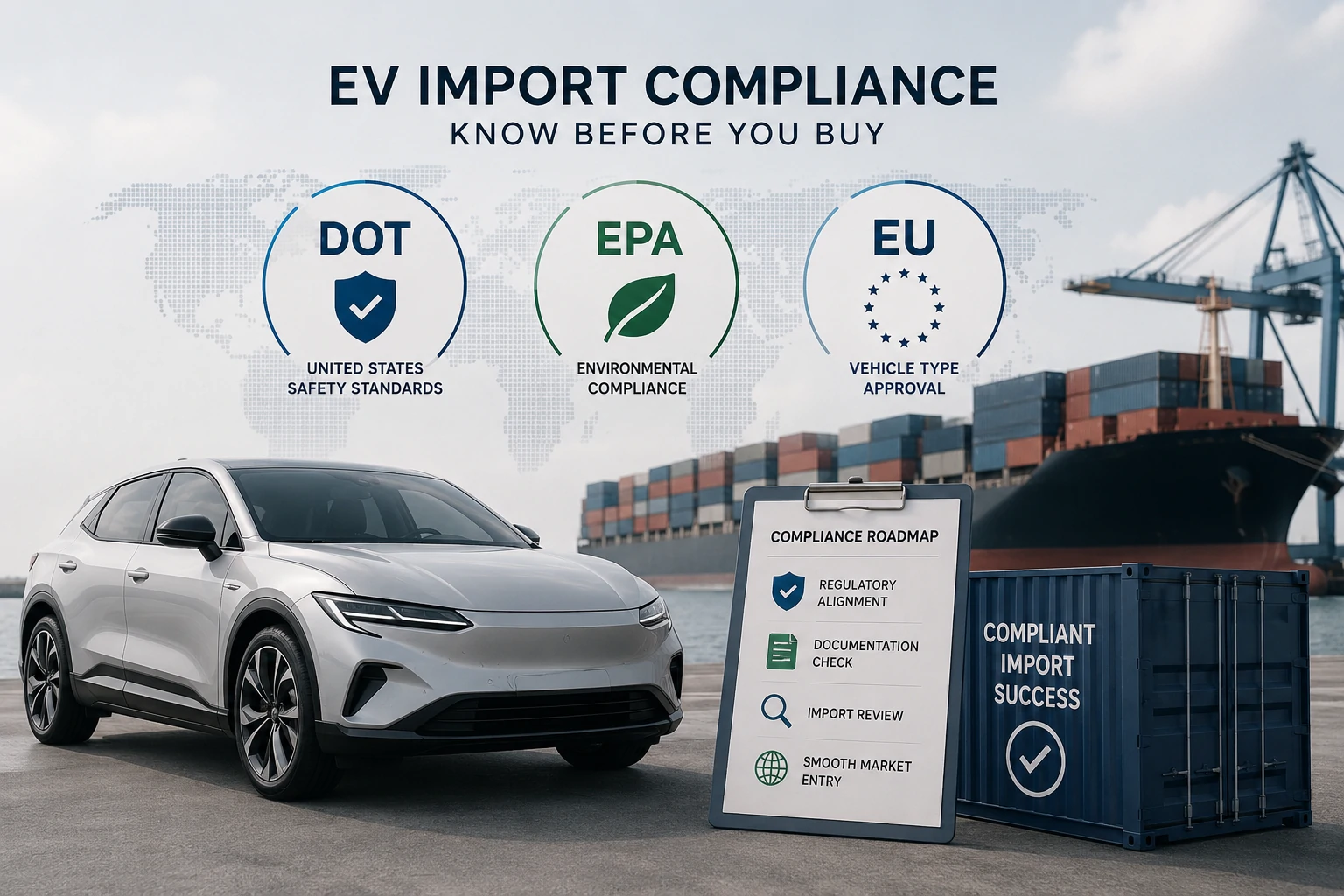 תקני DOT, EPA ואיחוד האירופי: מה שיבואני EV חייבים לדעת לפני הקנייה